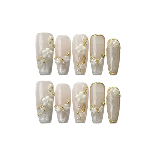 SHANGSHIQIN Мягкий 3D Цветок Осветляющий Весенний False Nail 30MM Прямоугольный Мягкий Градиент