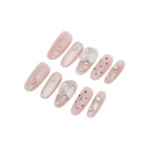 LEMONAIL Ручная работа Искусственные Ногти Овал Сердце-образный Ледяной Прозрачный Смужка Сияющий Французский Полка Дот С М Л XL