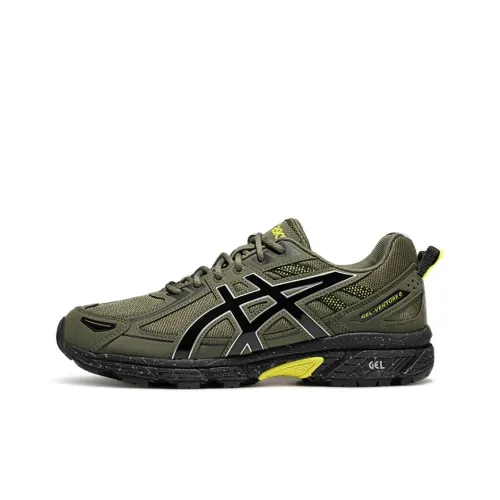 Asics Gel Venture 6 Устойчивые к истиранию Низкие Кроссовки для бега Унисекс Зеленый Черный