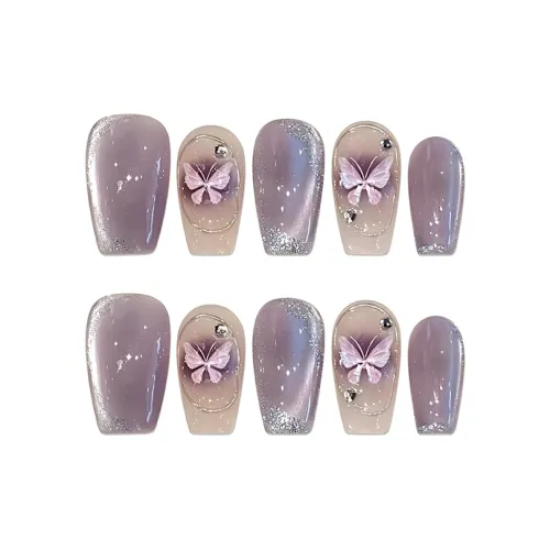 SHANGSHIQIN Таро Фиолетовый Бабочка Смешанный Кошачий глаз Осветляющий Короткий Когти 20 мм Короткий LADDER Фиолетовый Jump Цвет