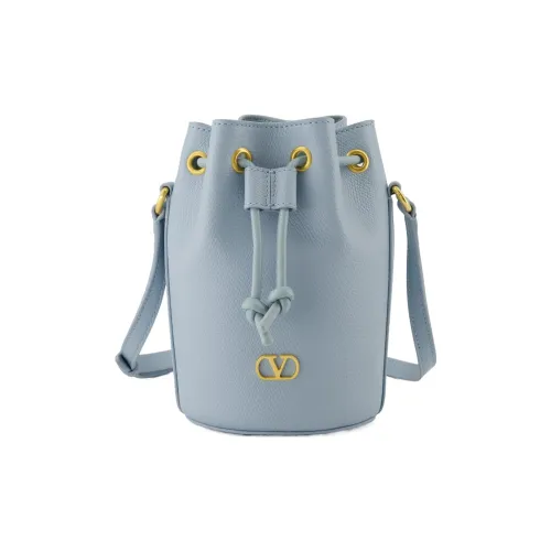 Valentino Vlogo Signature с рельефом телячья кожа ведрообразная сумка сумка через плечо мини женская небесно-голубой