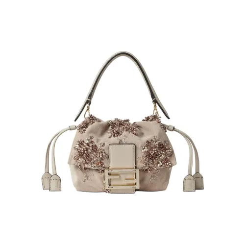 FENDI Baguette Замша Сумка через плечо Сумка Маленькая Женская Бежевая