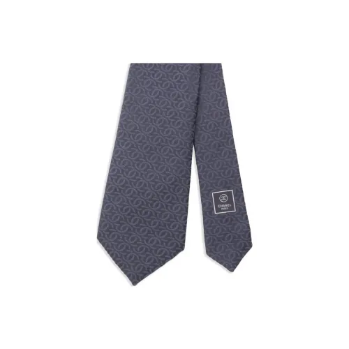 CHANEL Шелковые льняные галстуки для мужчин морской синий