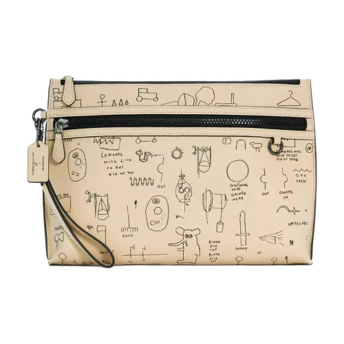 COACH Basquiat Collaboration Кожаный клатч большой унисекс бежевый