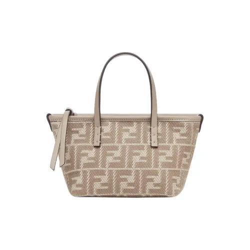 FENDI Roll MiniМини-сумка Из Жаккарда С Узором FF С Эффектом Денима Серо-коричневого Цвета