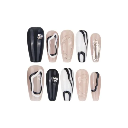 PURUITI Креативный HAND DRAWN Коллекция Handcrafted False Nail Trapezoidal MID Длина (размер в длину) Телесный Jump Цвет