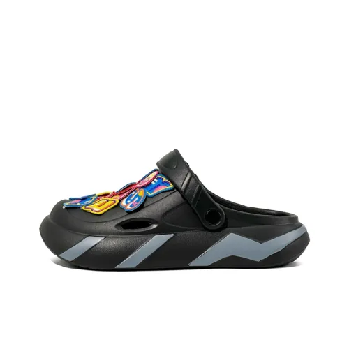 OUBT Радужный Буква Вышивка Сабо Унисекс Черный