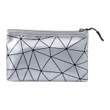 Серебряный узор в форме ромба, ПУ (полиуретан), офисный стиль, макияж, сумка: 1 размер