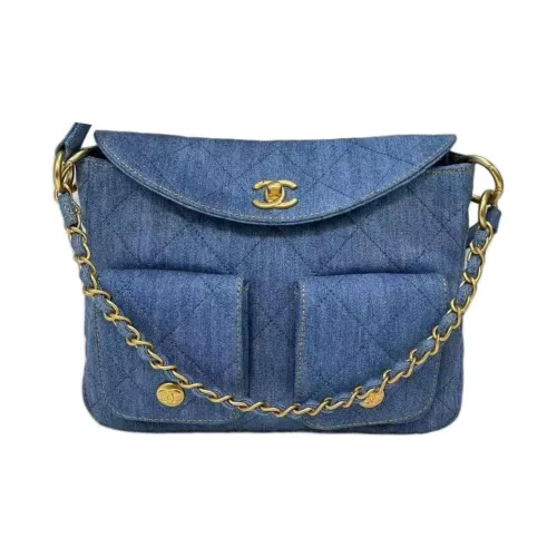 CHANEL Деним Сумка Сумка через плечо Экстра-большая Женская Синяя
