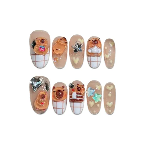 SHANGSHIQIN Милый 3D-эффект Мода Осветляющий Дофаминовая Одежда с 20mm Nail Art Овальный Однотонный