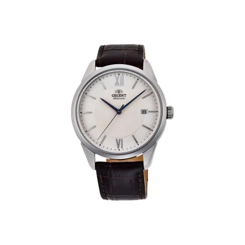 ORIENT Contemporary Collection Автоматический Механический Механизм Кожаный Ремешок Часы 40 мм Мужские Часы Белый Циферблат