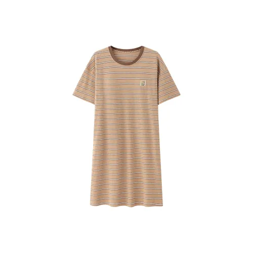 Qin Jing Ночная сорочка Женская Кофейного цвета