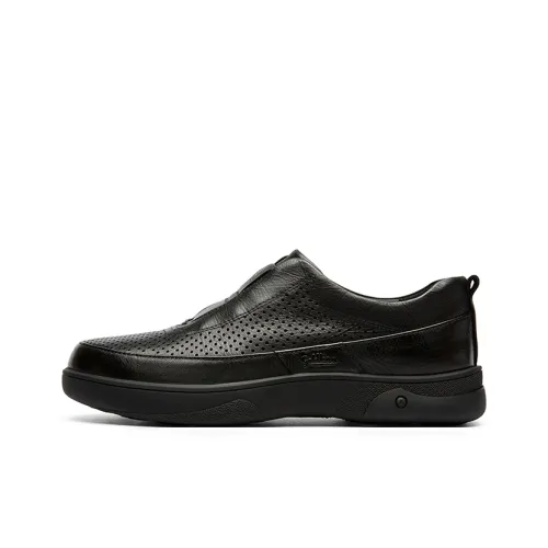 GOLDLION Мужские повседневные туфли Low Топ Черный Slip On Перфорированный Мужской