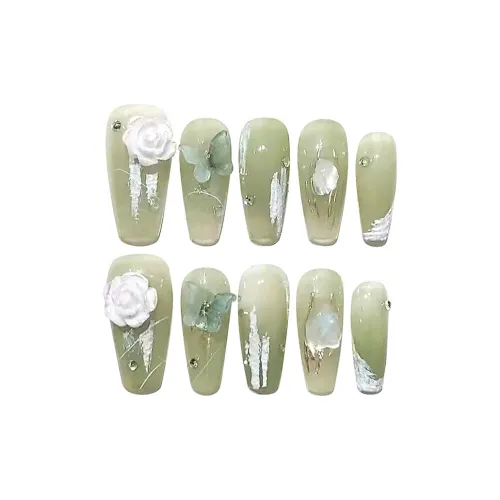 SHANGSHIQIN Градиентный зеленый Гипсовый Цветочный Осветляющий Свежий Лак для ногтей 25 мм Средний LADDER Зеленый Градиентный