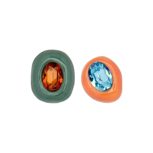 Оскар де ла Рента Стекло Эмаль Нижняя Заколка Серьги Женские Зеленый