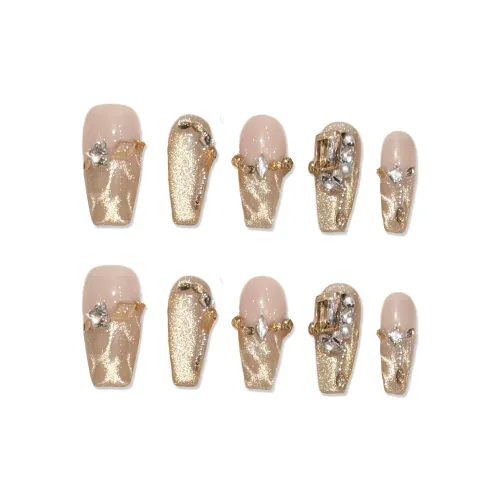 XIAMEIYU Коробка Золото Лет Ручной Осветляющий Лак для Ногтей 25мм False Nail Средний ЛАДДЕР Золотой Смузи