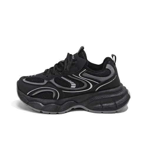 HUANQIU Износостойкий Дышащий Легкий Низкий Топ Кроссовки с Толстой Подошвой Женские Черные