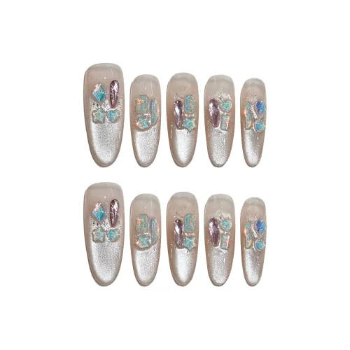 SHANGSHIQIN Кристальный камень Осветляющий Ручной Ногтей Градиент Кошачий глаз 25 мм Овал Телесный Градиент