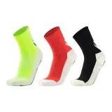 Носки Crew с резиновыми полосами, футбольные носки, упаковка из 3 пар (неоново-зеленый/красный/черный).