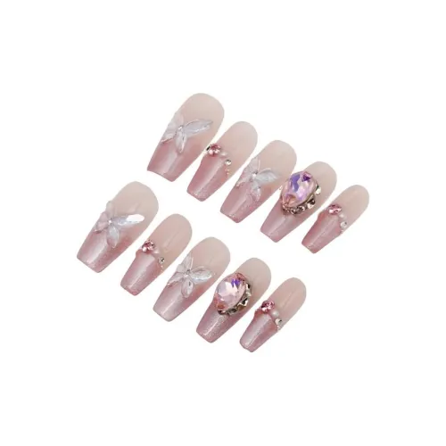 LEMONAIL Экстра-большой Искрящийся Французский Ледяной Прозрачный Бабочка False Nail Средний LADDER Розовый Румяна Стойкий Кошачий глаз S M L XL