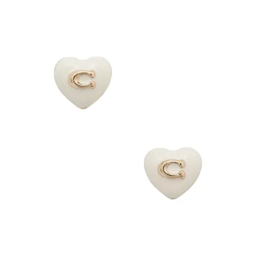 COACH Brass Stud Серьги Женские Белые