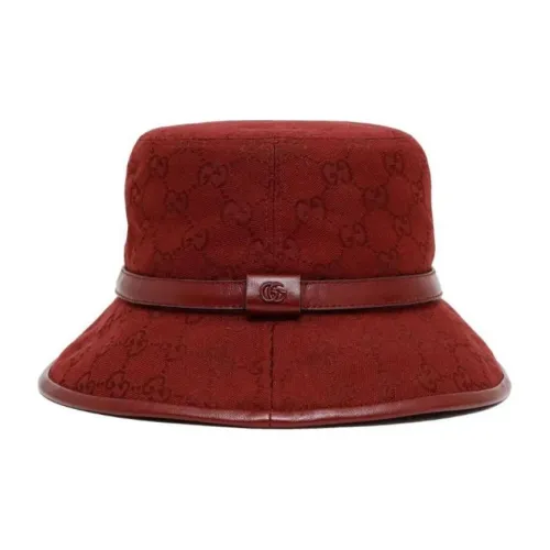 GUCCI Хлопок Кожа Холст Шляпы ведра Женские Красный