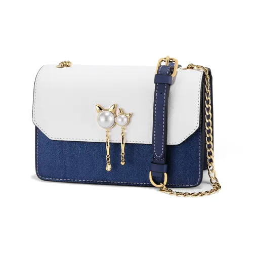 MOONDEMIMA Сумка из коровьей кожи с цепочкой сумка через плечо обычная женская синий белый розовый белый