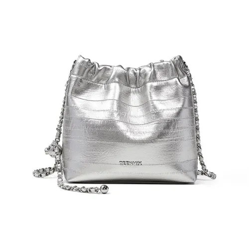 teenmix Коровья кожа с синтетической кожей Сумка через плечо Женская Черная Серебряная Экрю