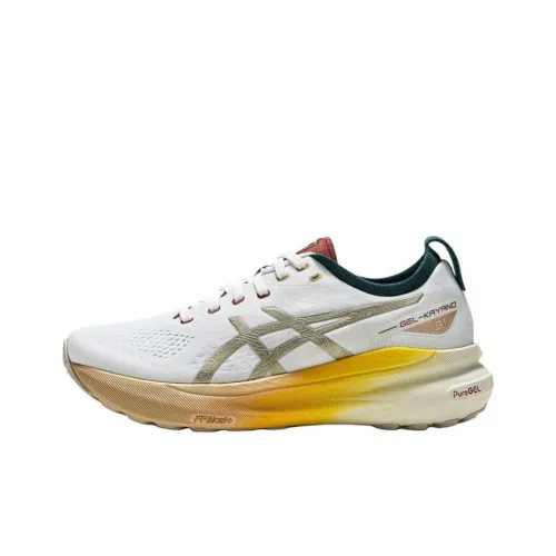 Asics Gel Kayano 31 Low Топ Беговые кроссовки Женские Белые Золотые