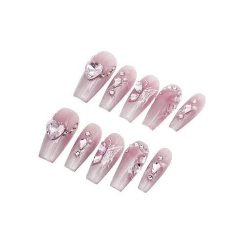 LEMONAIL Ручной работы HAND DRAWN Патч для ногтей False Nail Средний LADDER Розовый Румяна Кошачий глаз Однотонный S M L XL