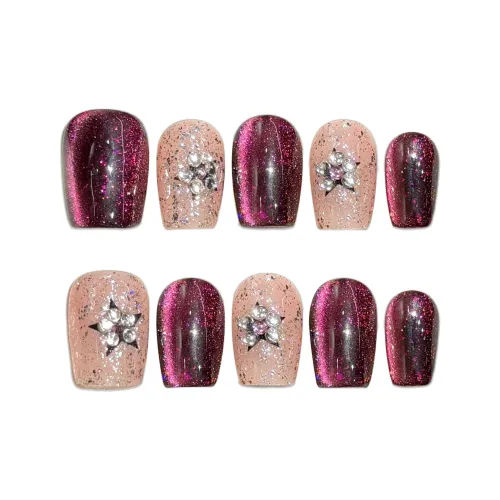 SHANGSHIQIN Мягкий Кошачий глаз Осветляющий Ручной Короткий Когти 15 мм Короткий LADDER Бордовый Jump Цвет