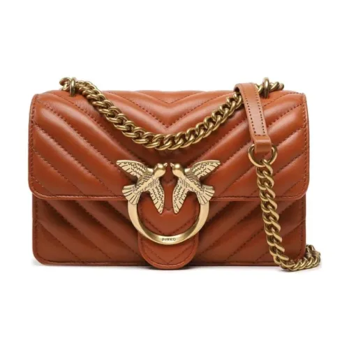 PINKO Love Series Овчина Одно плечо Ручная сумка Сумка через плечо Мини Женская Коньяк