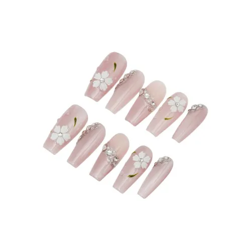 LEMONAIL Персик Кошачий глаз Наклейка для ногтей Осветляющий False Nail Средний LADDER Розовый Сверкающий страз Смудж