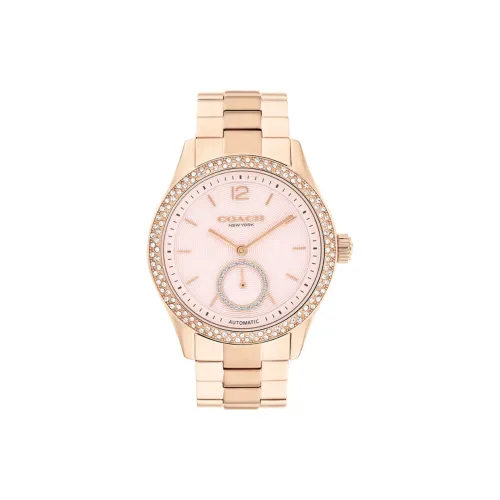 COACH BROOKS Collection Механические часы Стальной ремешок 38 мм Розовый циферблат Унисекс