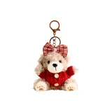 Свитер, цвет печенья, медведь - красный