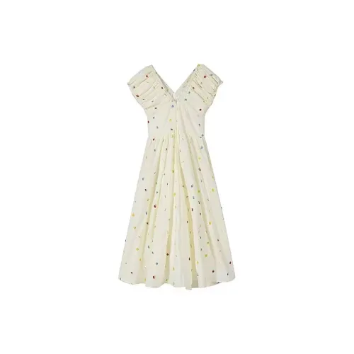 Женские платья с короткими рукавами и радужной вышивкой