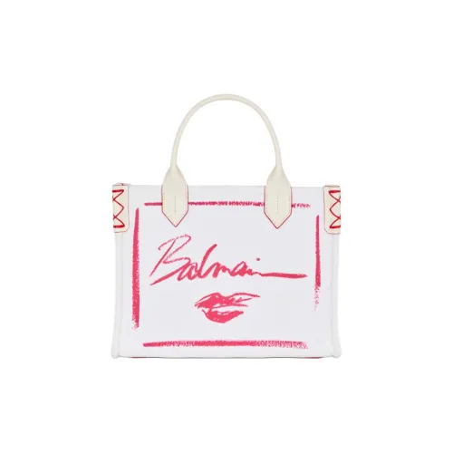 BALMAIN B Army Хлопок Тоут Сумка Сумка для покупок Сумка на плечо Сумка Маленькая Женская Белая