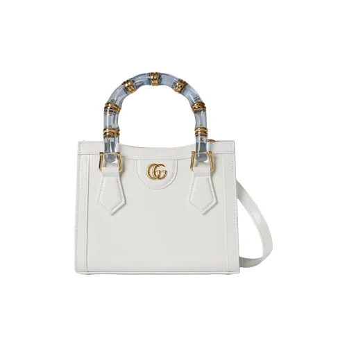 GUCCI Diana Полированная кожа Тоут Сумка Сумка для покупок Сумка через плечо Мини Сумка Женская Белая