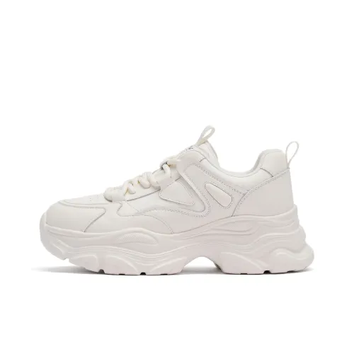 Hotwind Белый Кроссовки Низкие Топ Толстая подошва Женские Бежевый Абрикос