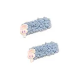 Синий, шерсть кролика, нижняя заколка (1 пара)