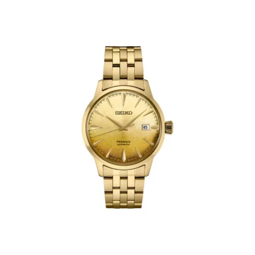 SEIKO Механический механизм Стальной ремешок Часы 40,5 мм Мужские часы Золотой циферблат