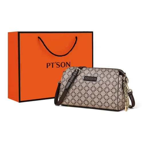 PT'SON ПВХ Подушка Сумка Сумка через плечо Сумка на плечо Стандартная Женская Кофейная