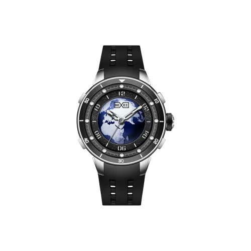 BEXEI Blue Planet Collection Автоматический Механический Механизм Резиновый Ремешок Часы Мужские Черный Циферблат