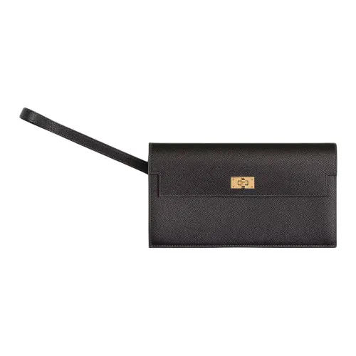 HERMES Kelly Pocket Madame Телячья кожа Кошелек Женские 89 Черный