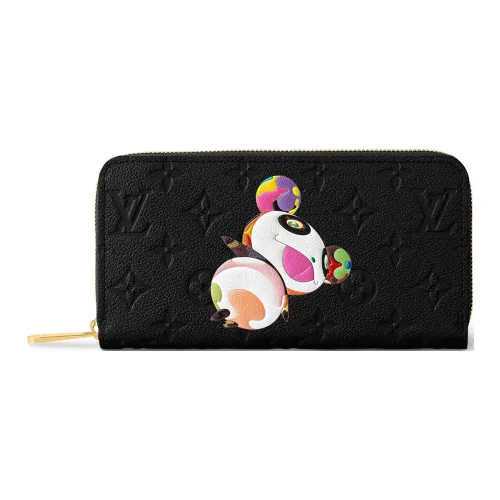 LOUIS VUITTON Takashi Murakami Коллаборация Zippy Коровья кожа Кошелек Женские Черный