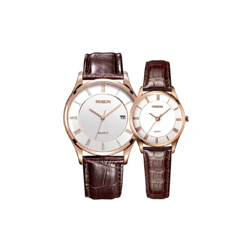 ROSDN Кварцевый механизм кожаный ремешок из коровьей кожи унисекс белый циферблат