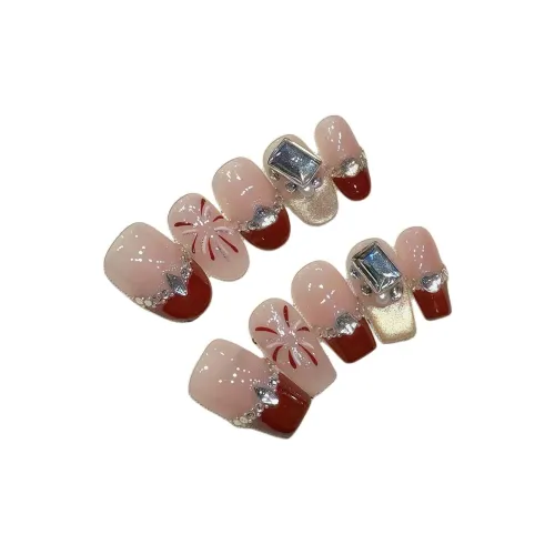 SHANGSHIQIN Французский Фейерверк Кошачий глаз Сверкающий страз Осветляющий 20 мм Короткий LADDER Красный Однотонный