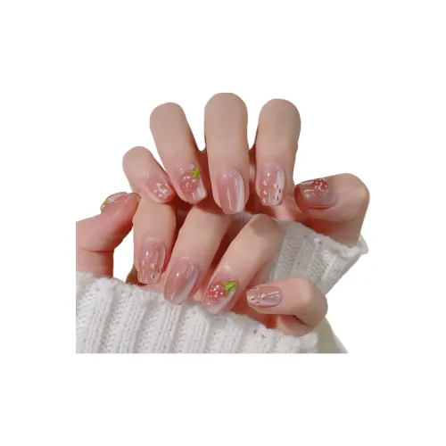 AIDINGQI Ручная работа 3D-эффект Клубничный Милый Кошачий глаз Фальшивая Погоня Патч Короткий Ногтик 22 мм Короткий Розовый Смудж