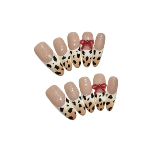 SHANGSHIQIN Urban Chic Стиль 3D Эффект Bowknot Розовый Осветляющий Leopard Print 25mm Oval Nude Pink Solid Color