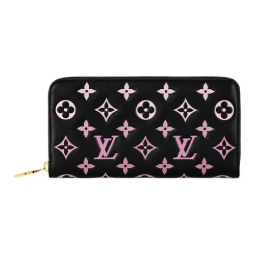 LOUIS VUITTON Zippy Lambskin Wallet Women's Black Pink